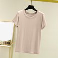thumbnail image 1 of Weiqiqre T-Shirt à Col Rond pour Femme à Manches Courtes Ajusté T-Shirt Mince Uni Haut de Pyjama Pyjama à Manches Courtes, 1 of 8
