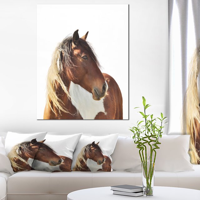 Large Brown Horse Illustration - Animal Canvas Art Print