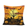thumbnail image 1 of Langgg Happy Halloween Square Decorative Throw Pillow Case Cushion Cover Bat Pumpkin Moon 45x45cm, 1 of 5