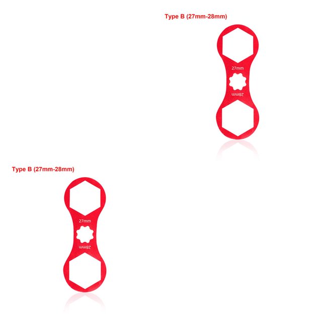 bedienty Outils de Réparation de Vélo Clé de Fourche avant Alliage d'Aluminium Réparation Retrait Clé Destinée à SUNTOUR XCM/XCR/XCT/RST B Rouge (27mm-28mm) 2Ensemble
