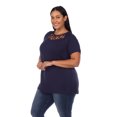 thumbnail image 2 of White Mark Women's 2-Pack White Keyhole Cutout Round Neckline Short Sleeve Top, 2 of 5