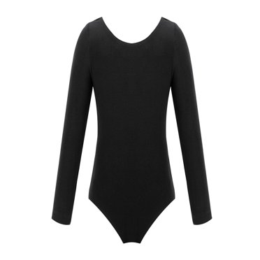 Alvivi Justaucorps de Danse à Manches Longues pour Filles, Gymnastique, Justaucorps de Danse, Noir 12