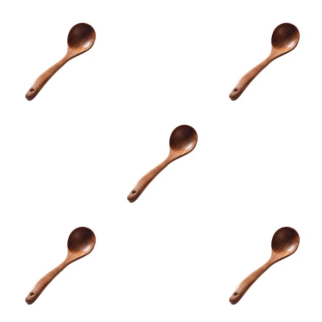 Baohd Brown Beautiful Texture Wooden Kitchen Utensils Home Cooks Wooden Spoons For Cooking Choose Wood Soup Ladle 5Set