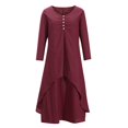 thumbnail image 4 of CHOK Robes d'Été Grande Taille pour Femmes à Manches Longues en Coton et Lin Décontractées Amples Unies Irrégulières Robe Maxi pour Femmes, 4 of 7