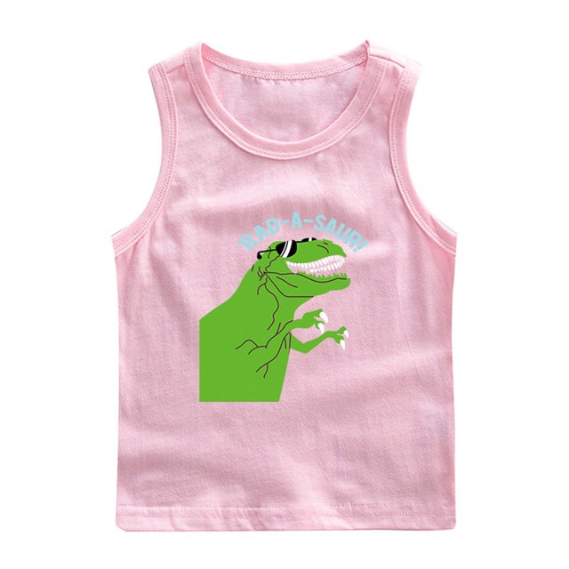 RXIRUCGD 2025 Vêtements d'Été pour Enfants Chemise de Base à Col Rond Sans Manches pour Garçons