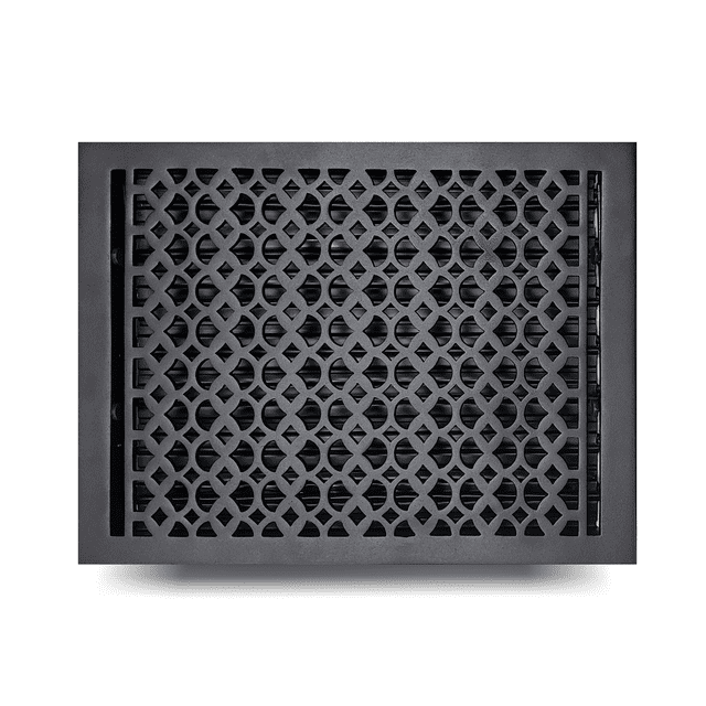 Cast Iron Floor Vent Register 12″ x 16″ – Heavy-Duty Tudor Mushroom Design, Handcrafted Rust-Free Air Vent Cover with Adjustable Damper – Powder Coated Repaintable for Floors & Walls