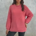 thumbnail image 1 of BVOFAR Chandails pour Femmes Grande Taille Chandails de Couleur Unie Manches Longues Col Rond Hauts Décontractés Coupe Ample Chandail, 1 of 5