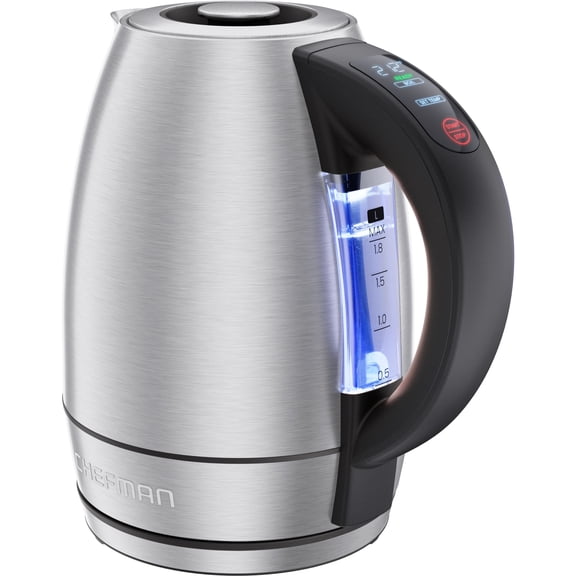 Chefman 1.8L Custom-Temp Electric Kettle, 1500W w/ Digital Temperature Control – Stainless Steel