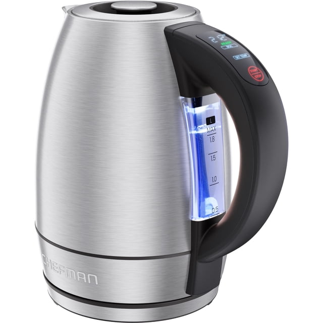Chefman 1.8L Custom-Temp Electric Kettle, 1500W w/ Digital Temperature Control – Stainless Steel