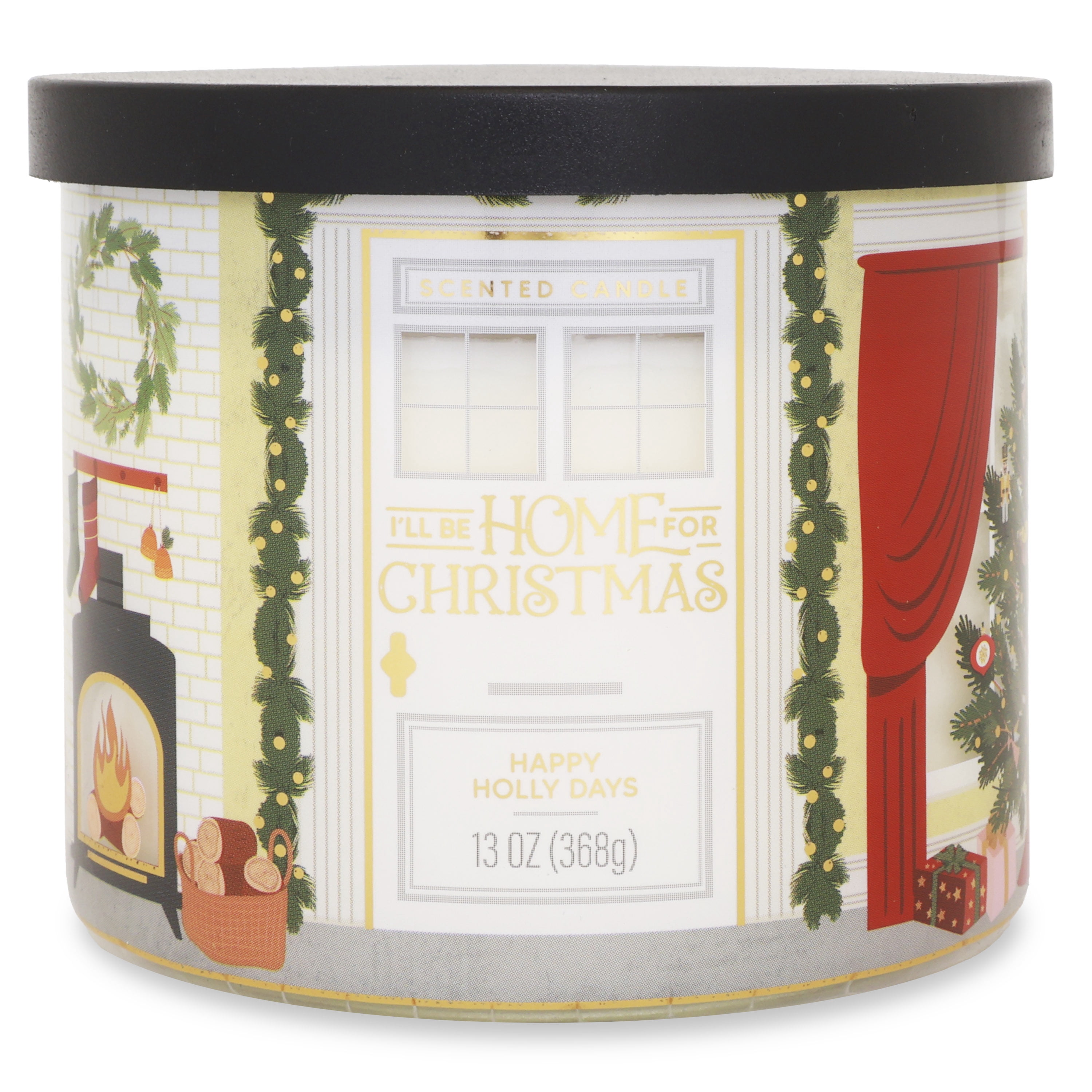 Bougie Mainstays à 3 mèches, "I'll Be Home For Christmas", enveloppe Happy Holly Days, 13 oz