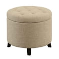 thumbnail image 1 of Convenience Concepts Designs4Comfort Pouf de Rangement Rond en Faux Lin, 1 of 5