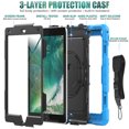 thumbnail image 4 of Case for iPad 6th / 5th Gen (2018 2017) / iPad Air 2 / iPad Pro 9.7 inch with Screen Protector, 360 Degree Rotating Kickstand Hand Strap Shockproof Cover with Shoulder Strap, Sky Blue, 4 of 7