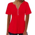 thumbnail image 1 of Blouses pour Femmes Imprimé Col en V Boutonné Haut Court, 1 of 1