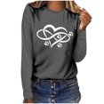 thumbnail image 1 of Pisexur Hauts pour Femmes Mode d'Automne T-Shirt à Imprimé Graphique Cœur Col Rond Manches Longues Chemises pour Femmes Chic Décontracté Hauts de Sortie Confort Polyvalent Blouses Légères, 1 of 5
