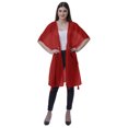 thumbnail image 1 of Moomaya Boléro en Georgette pour Femmes, Ouvert à l'Avant, Long et Transparent, avec Pompons, 1 of 7