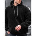 thumbnail image 3 of FOCUSNORM Men Plush Loose Hoodies Solid Color Drawstring Hooded Sweatshirts Long Sleeve Tops Fall Winter Casual Pullovers, 3 of 7