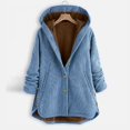 thumbnail image 2 of WEIYLL Fleece Jacket Women Solid Color Long Sleeve Zipper Hooded Long Warm Button Fashion Blue Fall Clothes Size S, 2 of 6
