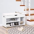 thumbnail image 4 of Boutique Home Modern White Shoe Bench with Padded Seat and Storage, 4 of 7