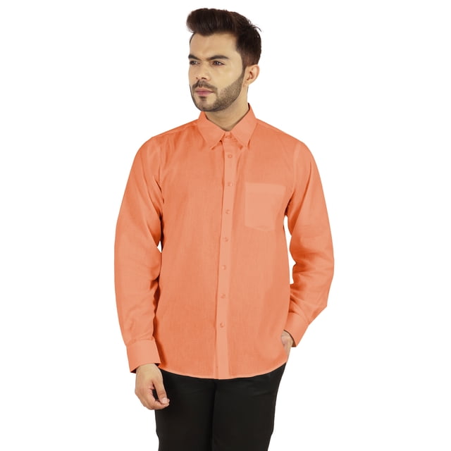 Bestman Long Sleeve Cotton Flex Shirt For Mens Button Downt W/ Patch Pocket Office Wear