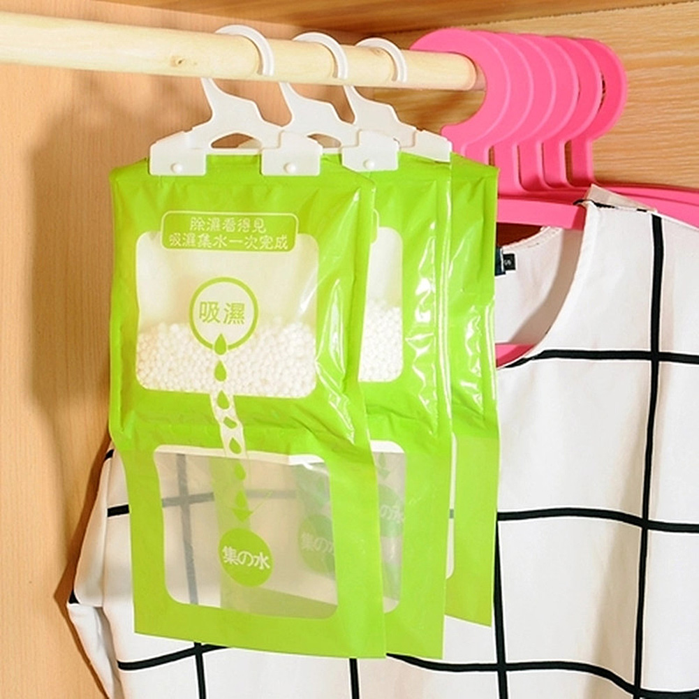 Lubelski 3Pcs Home Wardrobe Hanging Moisture Absorption Bag Anti-Mold Dehumidifier Pouch Green