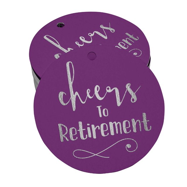 Inkdotpot Pack Of 50 Cheers To Retirement Favor Paper Tags Craft Real Silver Foil Hang Tags