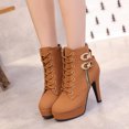 thumbnail image 4 of LSLJS High Bottines à Talons Hauts pour Femmes, Bottes Rétro à Fermeture Éclair Chaudes Unies pour Femmes Heel à Bout Rond, Bottines et Bottillons pour Femmes, 4 of 6