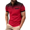 thumbnail image 1 of Male Spring and Summer Workout Shirts for Men Breathable Short Sleeve T Custom T Shirts for Men Shirt Solid Color Button Heart Shirt Lapel Pocket Bottoming Shirt, 1 of 4