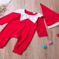 thumbnail image 2 of Barboteuse de Noël pour Tout-Petits Garçons Filles + Ensemble Chapeau Manches Longues Col Elf Rouge Combinaisons 2 Pcs, 2 of 6