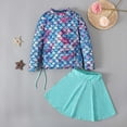 thumbnail image 1 of Kid Girl Rash Guard Swimsuits Hawaiian Ruffle Long Sleeve Sun Protection Girls Athletic Bathing Suits 9-10 Years, 1 of 6