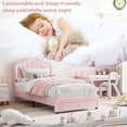 thumbnail image 4 of Eastvita Safe Twin LED Bed Frame for with Storage/RGB Lights Upholstered in Soft Fleece Fabric/No Box Spring Needed/Pink, 4 of 6