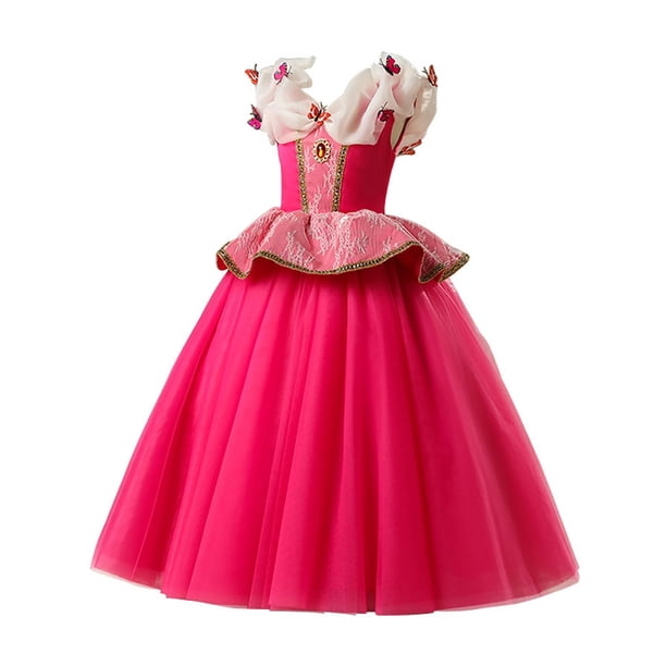 Robe Princesse Fille, Robe Princesse Violette avec Couronne et Collier, Costume Carnaval Enfant, Deguisement Princesses pour Carnaval, Halloween, Cosplay et Fêtes Anniversaire Cadeaux Fille (110