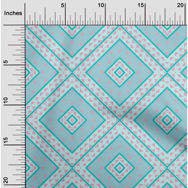 oneOone Viscose Chiffon Fabric Diamond|Triangle & Check Geometric Decor Fabric Printed BTY 42 Inches Wide