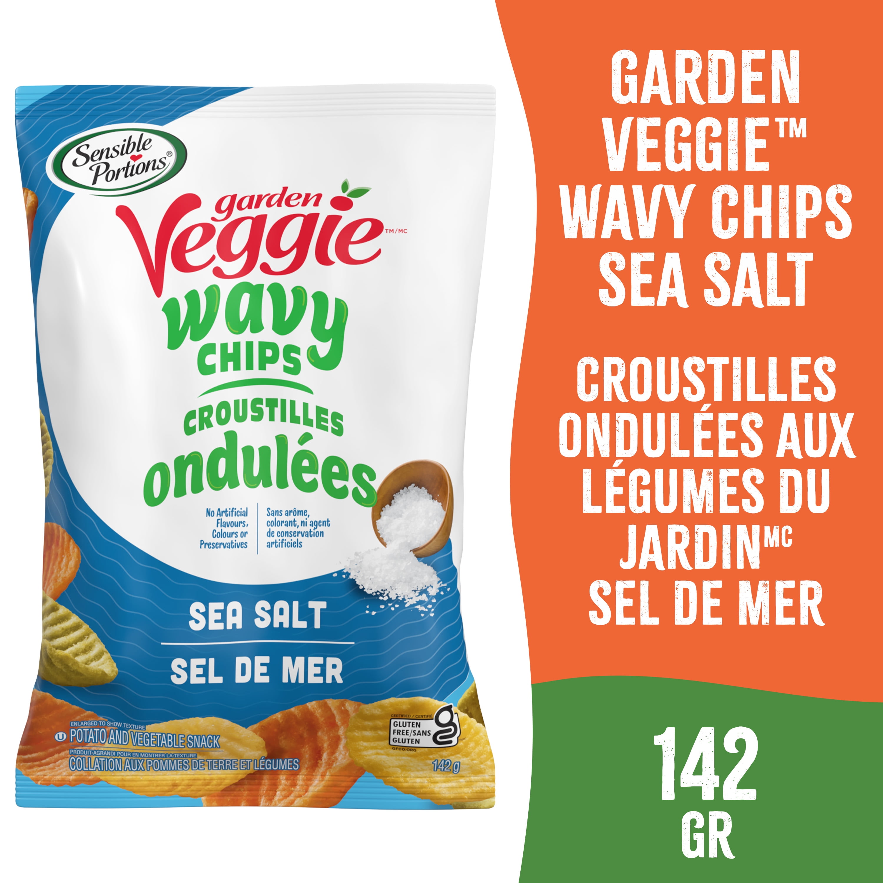Sensible Portions® Veggie Wavy Chips™, Sea Salt Flavour, Gluten-Free Chips