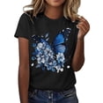 thumbnail image 1 of Hauts d'Été pour Femmes T-Shirt Imprimé à Col Rond Manches Courtes Sport Décontracté Surdimensionné pour Femmes Noir L, 1 of 4