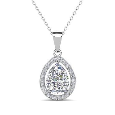 Cate & Chloe Isabel Collier Pendentif Plaqué Or Blanc 18k avec Diamants Simulés Cadeau pour Femmes