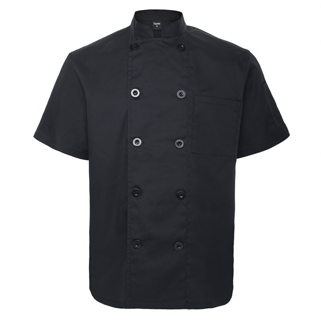 TOPTIE Manteau de Chef Unisexe à Manches Courtes, Noir