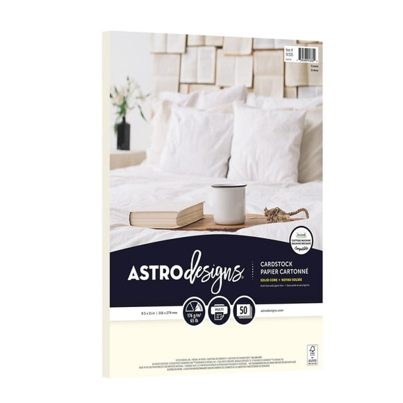 Neenah Astrodesigns Cream Cardstock Paper, Cream Color, 8.5" x 11", 65 lb, 50 Sheets