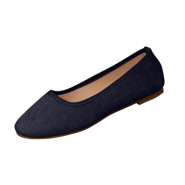 WRKEKC Womens Shoes Square Toe Low Cut Wide Width Solid Color Low Heel Comfortable Slip On Spring Summer Casual Shoes