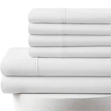 30-INCH EXTRA DEEP POCKETS -Split King Egyptian 800-TC Cotton 7-PC Sheet Set with 1 Fitted Sheet, 1 Oversized Flat Sheet 4 Pillowcases - White