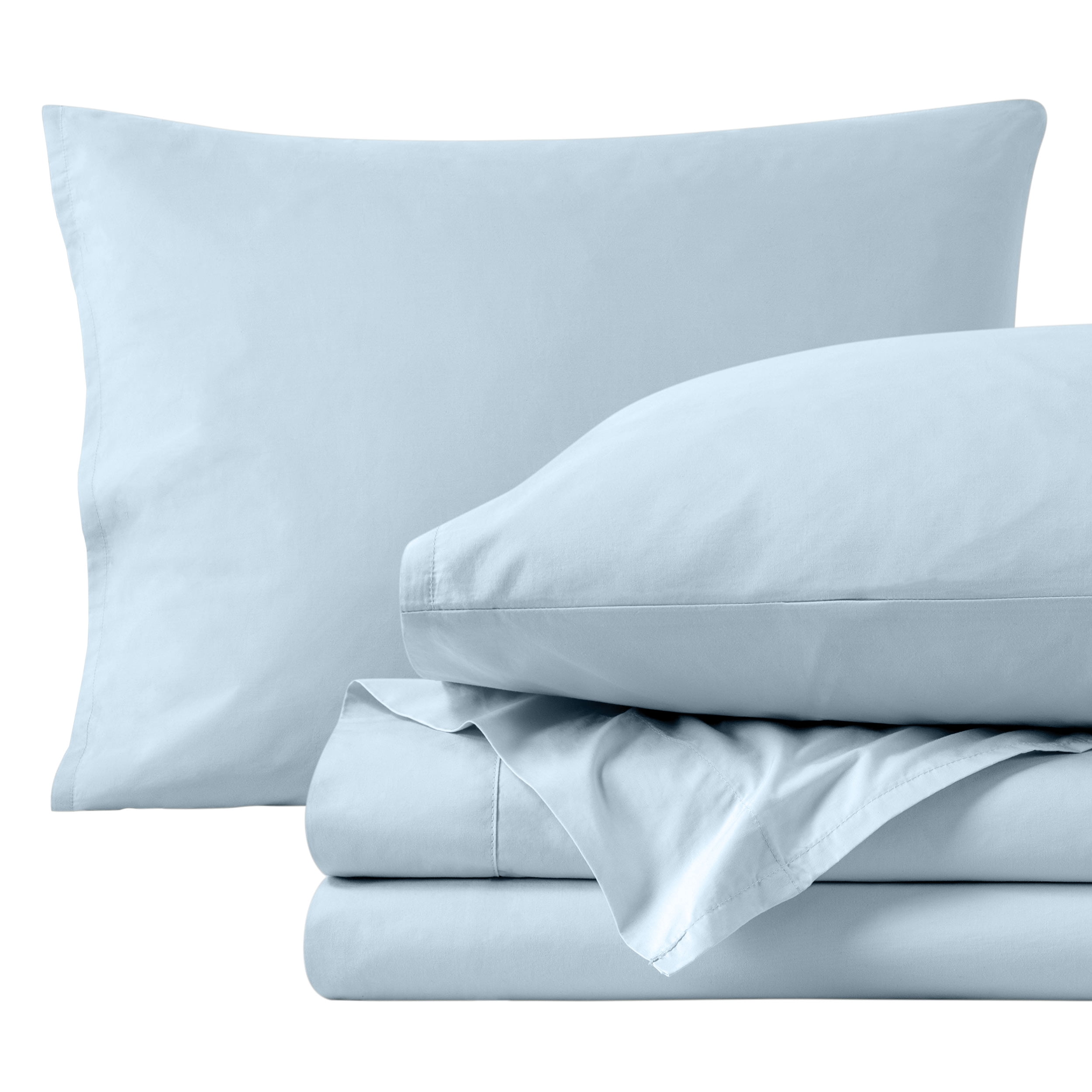 Bare Home Organic Percale Sheet Set - 300 Thread Count - 100% Organic Cotton - Twin XL, Winter Blue