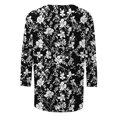 thumbnail image 3 of UPPADA Blouses pour Femmes Grande Taille à Manches 3/4, T-Shirts à Imprimé Floral Teintable, Chemises Décontractées Tendance à Col Rond, Chandails Confortables à Enfiler, Hauts Blouses Mignons d'Été, Hauts pour Femmes à Manches 3/4, Économie, 3 of 5