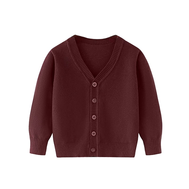 Liyamei Unisex Boy' Girls' Cardigans Sweater V Neck Long Sleeve Button Soild Knit Sweaters For 2 10 Years