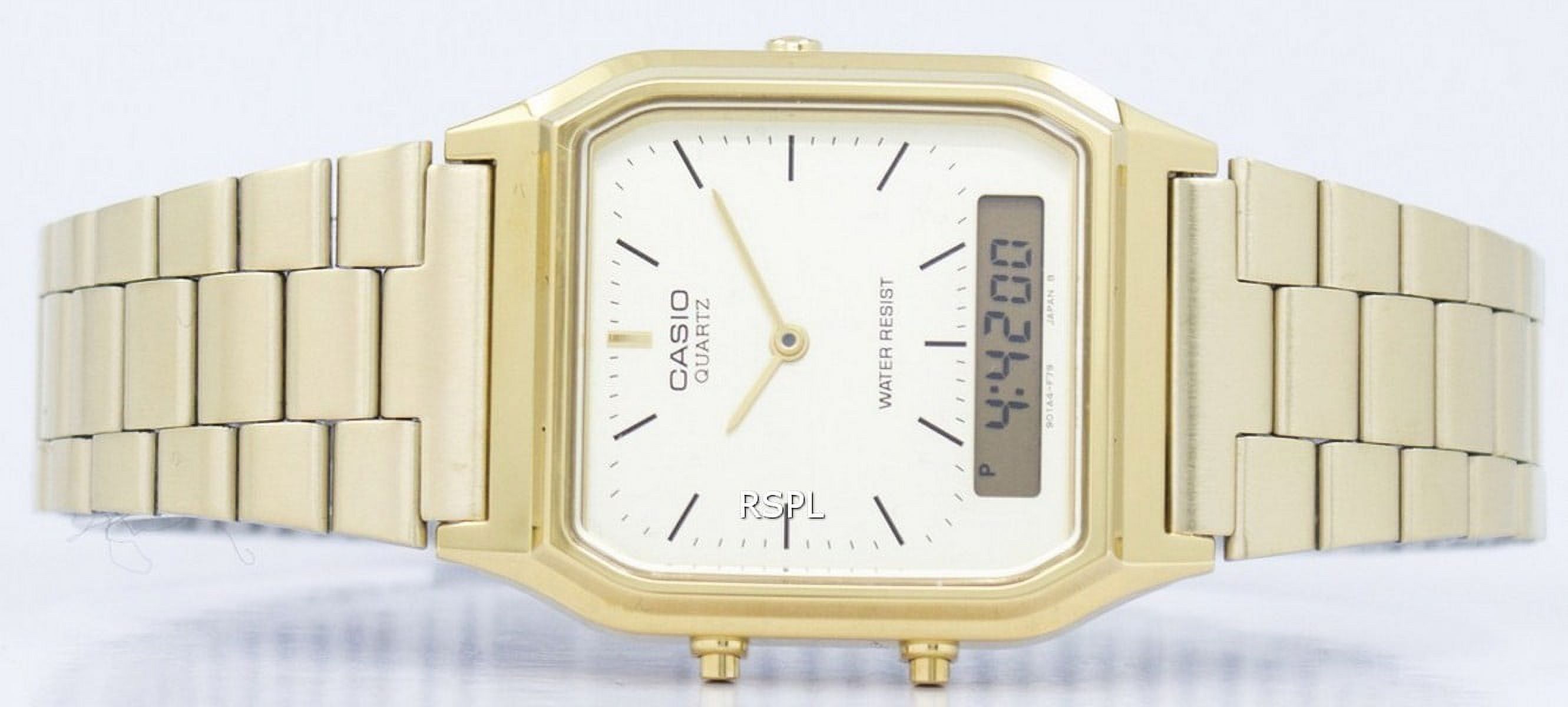 men's aq230ga-9d gold metal quartz dress watch Casio Collection: ONYX