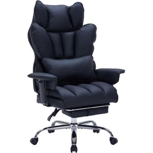 Big et chaise de bureau haute avec repose-pieds 400lb Grande assise en cuir président exécutif Cat-Ear Design Silent roues noir