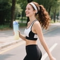 thumbnail image 3 of Blue Water Bottle 800Ml Gradient Color Portable Plastic Straight Drinking Cup With Tea Filter Leak Proof Lid Carrying Strap One Button Open Blue Color For Sports Outdoor Activities, 3 of 7