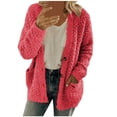 thumbnail image 2 of LSLJS Women's Plus Size Plush Cardigan Sweaters Casual Oversized Open Front Long Cardigans Button Up Outerwear, 2 of 9