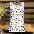 thumbnail image 3 of UPPADA Camisoles d'Été pour Femmes Col Rond Coupe Ample T-Shirts Décontractés Mode Sans Manches Vêtements de Plage Ourlet Fluide Chandails à Enfiler Hauts Plage Boho Vêtements Grande Taille Hauts pour Femmes Liquidation Bleu,P, 3 of 4
