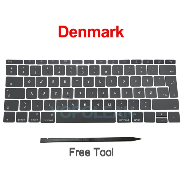 New Keycaps US UK Spain French Russian For Macbook Pro Retina 13" A1708 Keyboard Keys Replacement key cap 2016 2017 Denmark