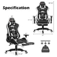 thumbnail image 2 of Costway Chaise de Jeu de Massage Inclinable Pivotante de Course Chaise de Bureau avec Repose-Pieds Blanc, 2 of 10