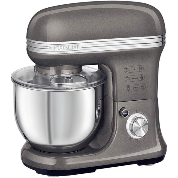 Mélangeur sur Socle Électrique de Cuisine 5,5 Qt COKLAI, Mélangeur de Cuisine 6 Vitesses avec Bol en Acier Inoxydable, Tête de Moulage sous Pression en Aluminium, Garantie de 24 Mois